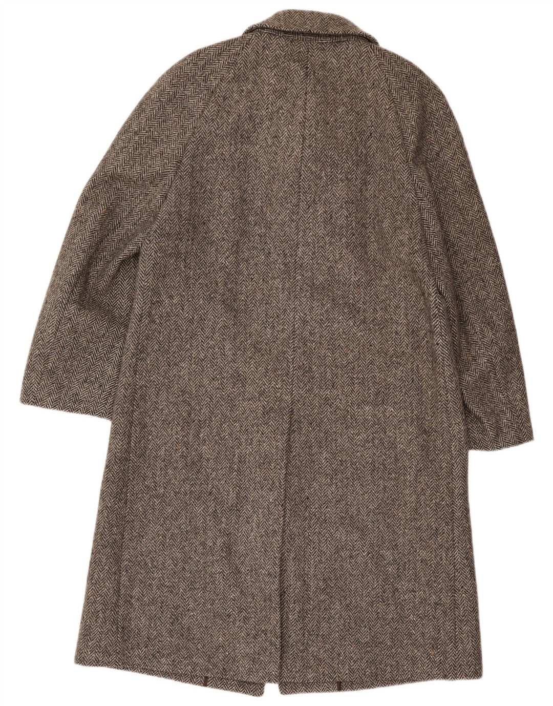 Sobretudo masculino Crombie Reino Unido 36 pequeno espinha de peixe marrom lã nova