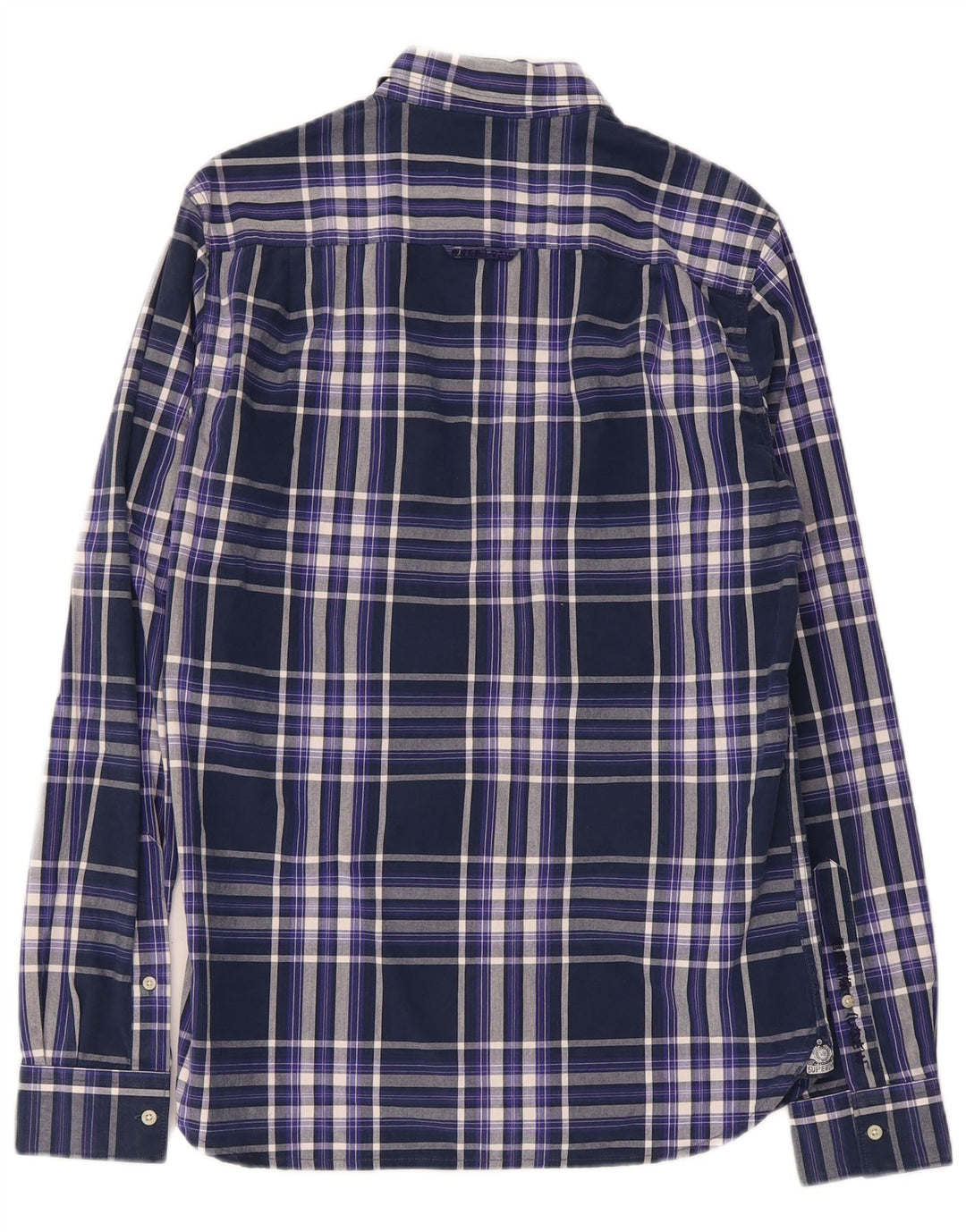 Camisa masculina Superdry pequena xadrez azul marinho algodão