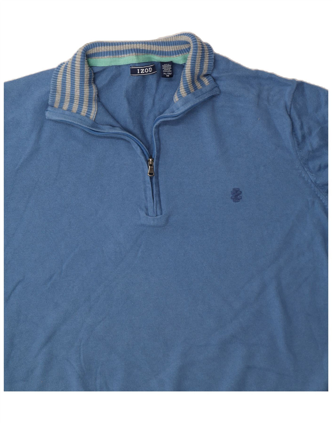 IZOD Mens Big & Tall Zip Neck Jumper Sweater XL Blue Cotton Vintage Izod and Second-Hand Izod from Messina Hembry 