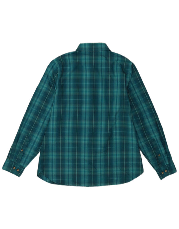 Camisa feminina Rohan UK 12 poliéster xadrez azul médio