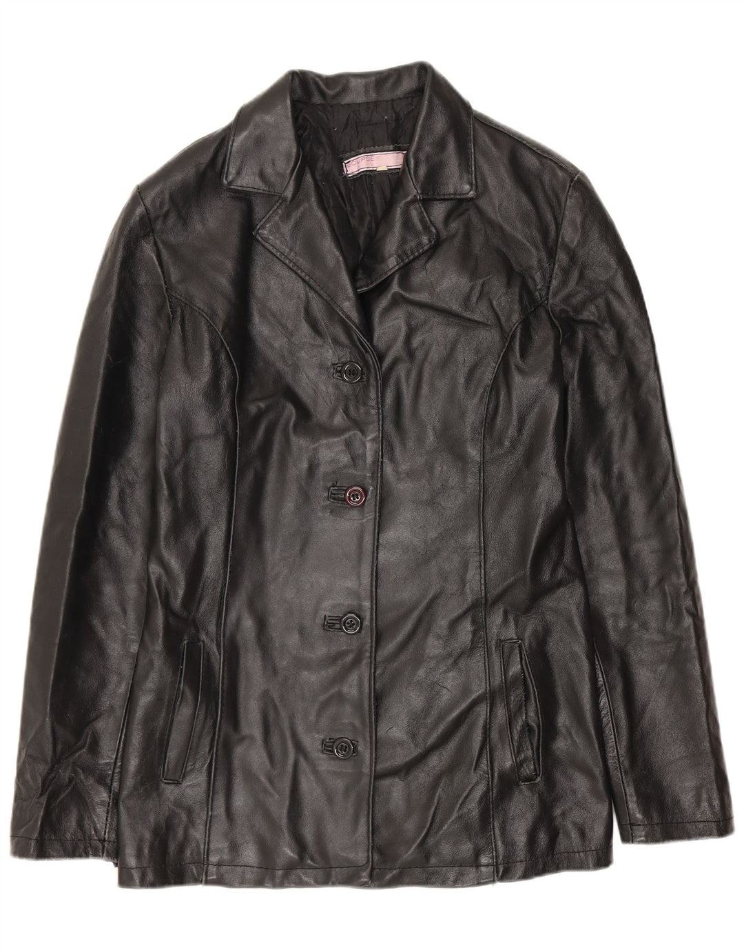 Jaqueta de couro feminina ECLIPSE UK 10 pequena preta