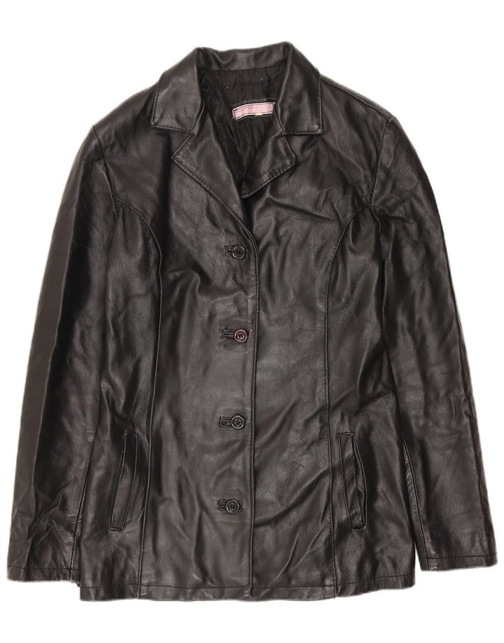 Jaqueta de couro feminina ECLIPSE UK 10 pequena preta
