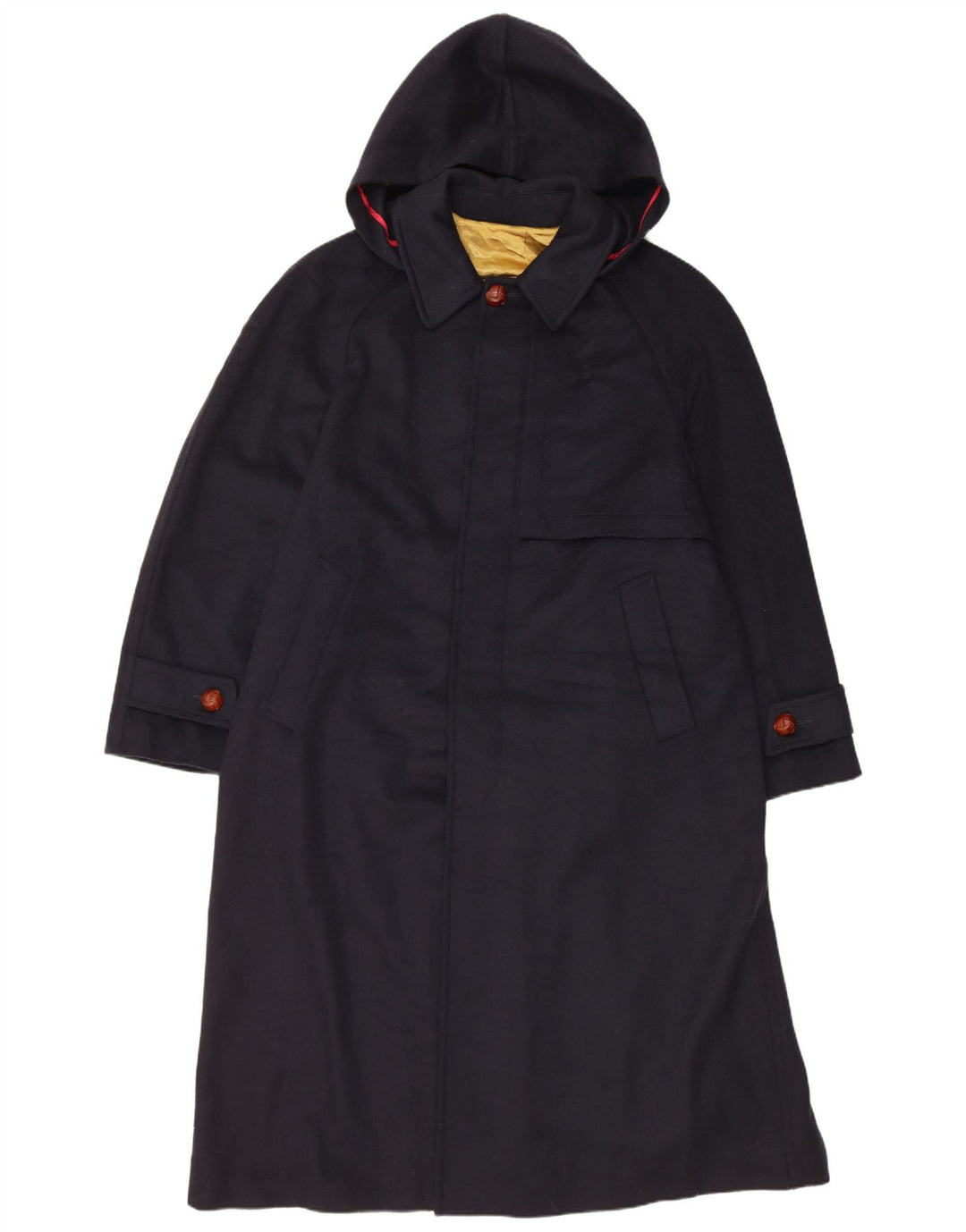 Sobretudo masculino vintage com capuz IT 48 lã azul marinho médio