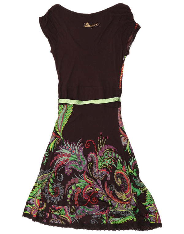 Vestido feminino Desigual com estampa A-Line Reino Unido 14 grande preto paisley viscose