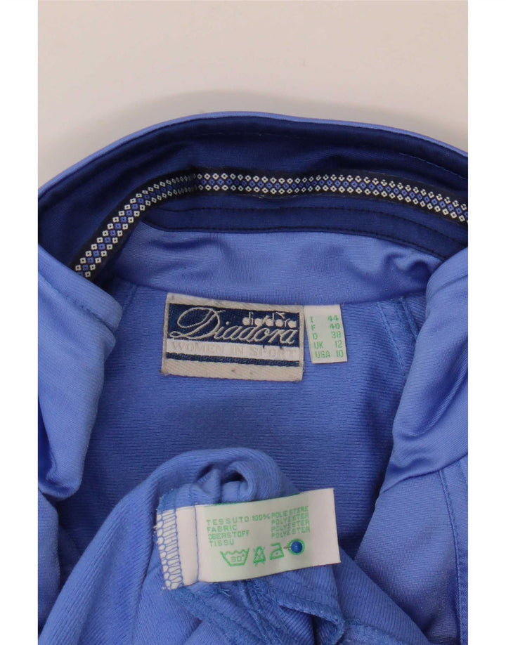 Diadora Womens Oversized Tracksuit Top Jacket UK 12 Medium Blue Colourblock