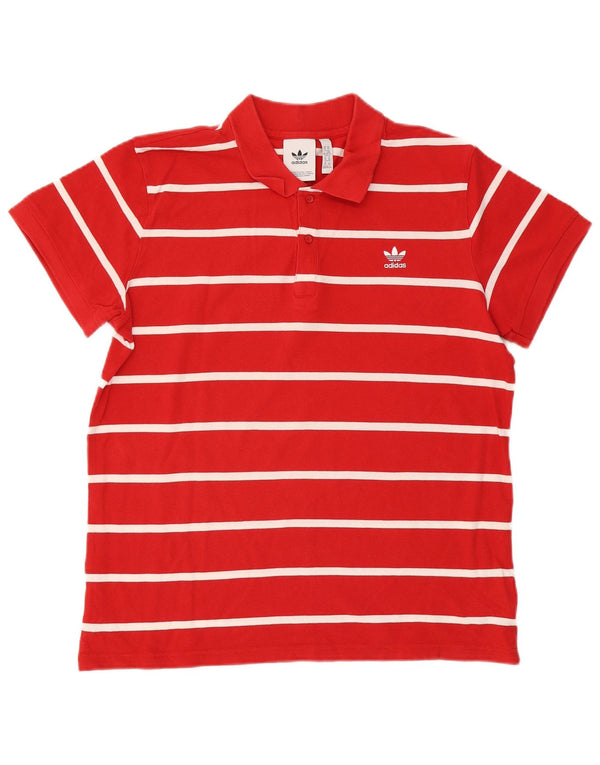 Camisa polo masculina Adidas XL listrada vermelha de algodão