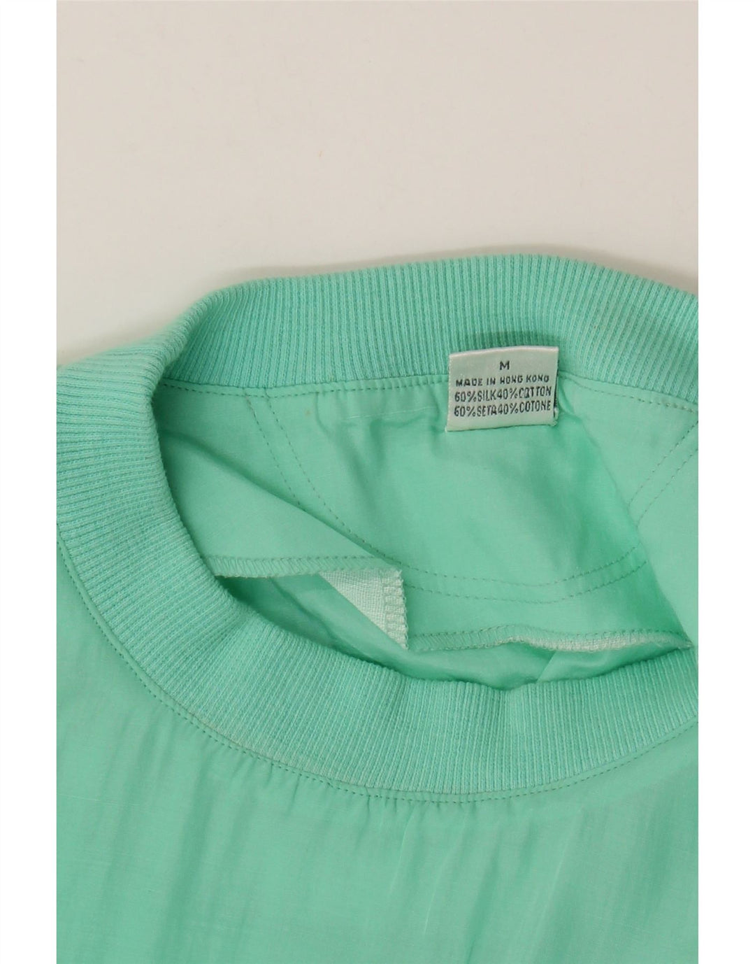 Camiseta masculina VINTAGE Top médio seda turquesa