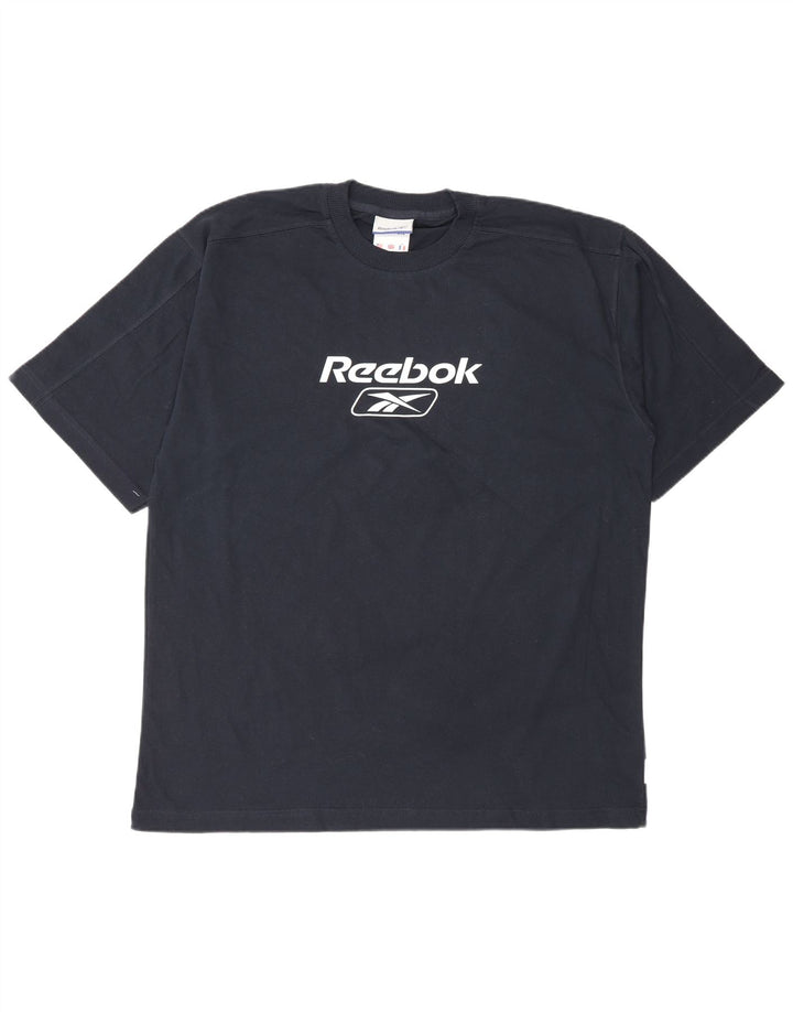 Camiseta gráfica masculina Reebok Top grande algodão azul marinho