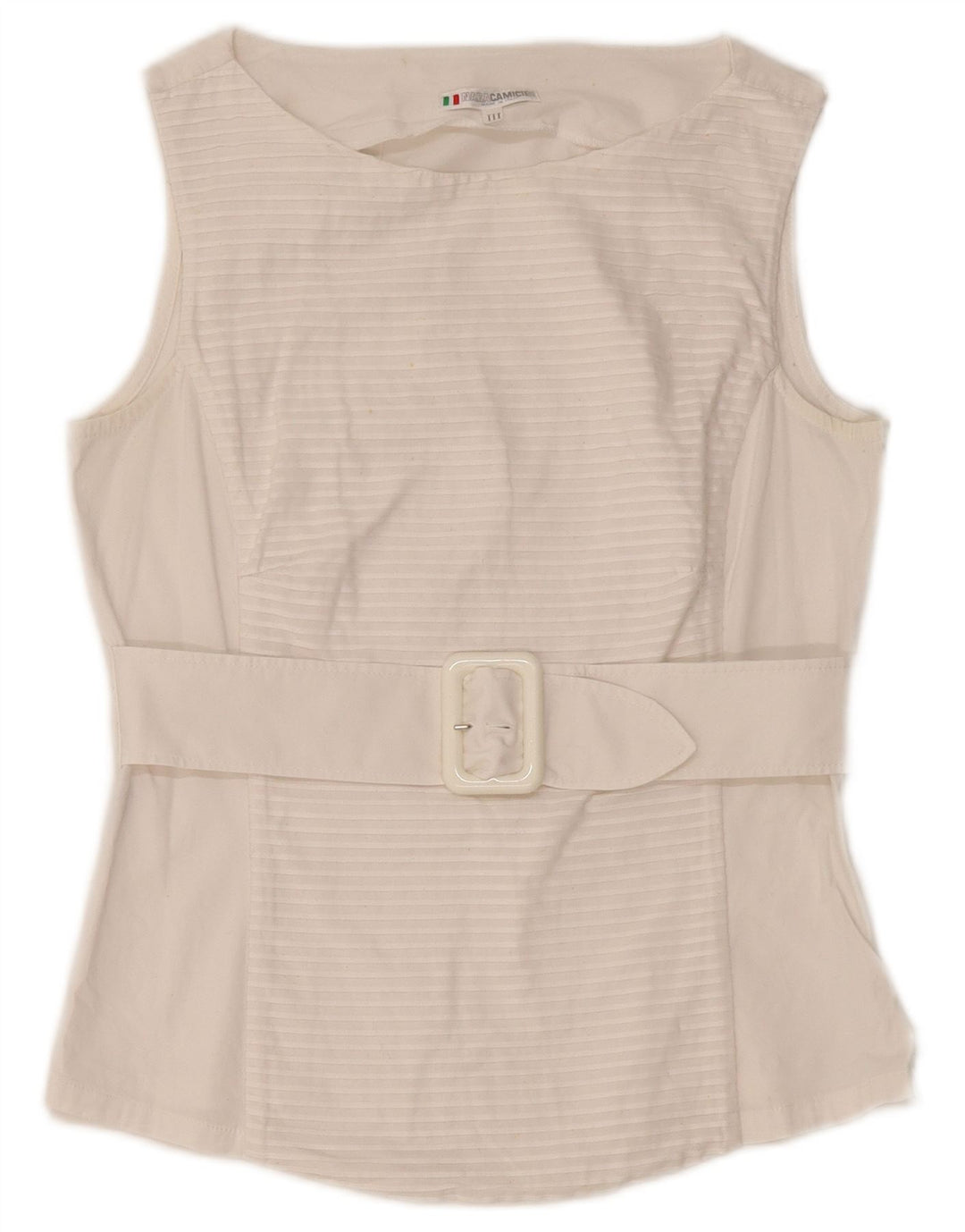 Blusa feminina sem mangas NARACAMICIE Reino Unido 8 pequenas listras brancas de algodão