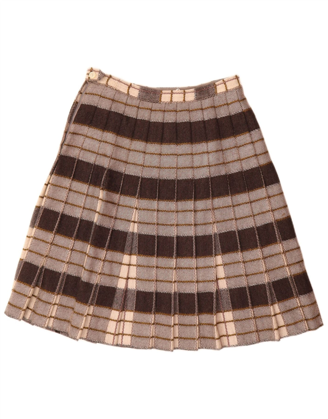 Saia feminina vintage plissada linha A W26 pequena xadrez cinza