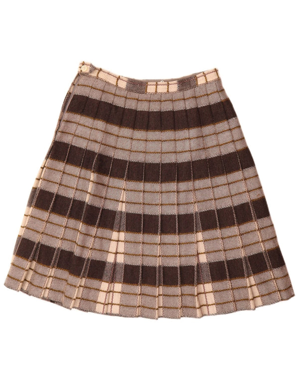 Saia feminina vintage plissada linha A W26 pequena xadrez cinza