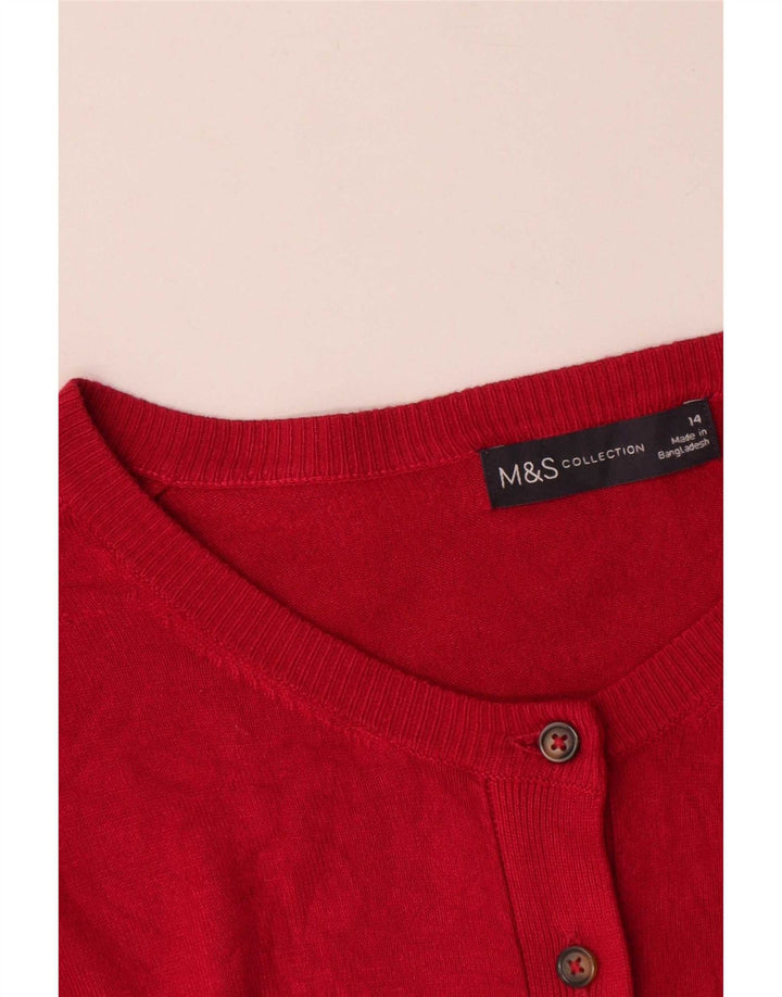 Suéter cardigã feminino Marks & Spencer UK 14 grande viscose vermelha