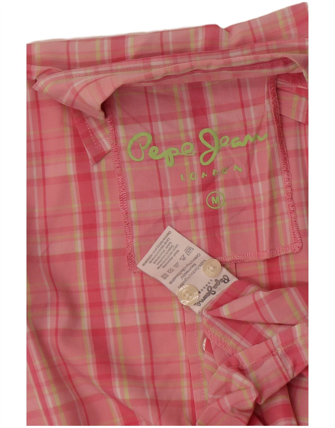 PEPE Jeans Camisa masculina de manga curta médio rosa algodão xadrez