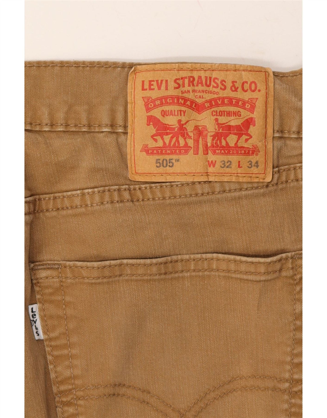 LEVI'S Mens 505 Straight Casual Trousers W32 L26 Brown Cotton Vintage Levi's and Second-Hand Levi's from Messina Hembry 