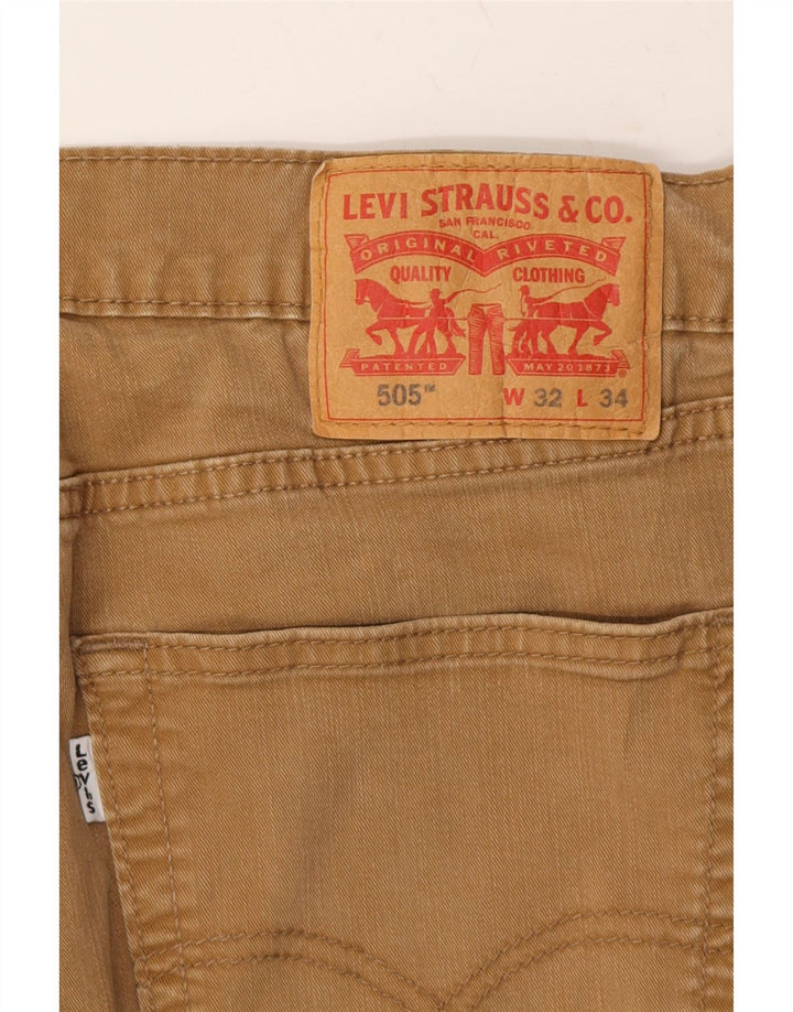 LEVI'S Mens 505 Straight Casual Trousers W32 L26 Brown Cotton Vintage Levi's and Second-Hand Levi's from Messina Hembry 