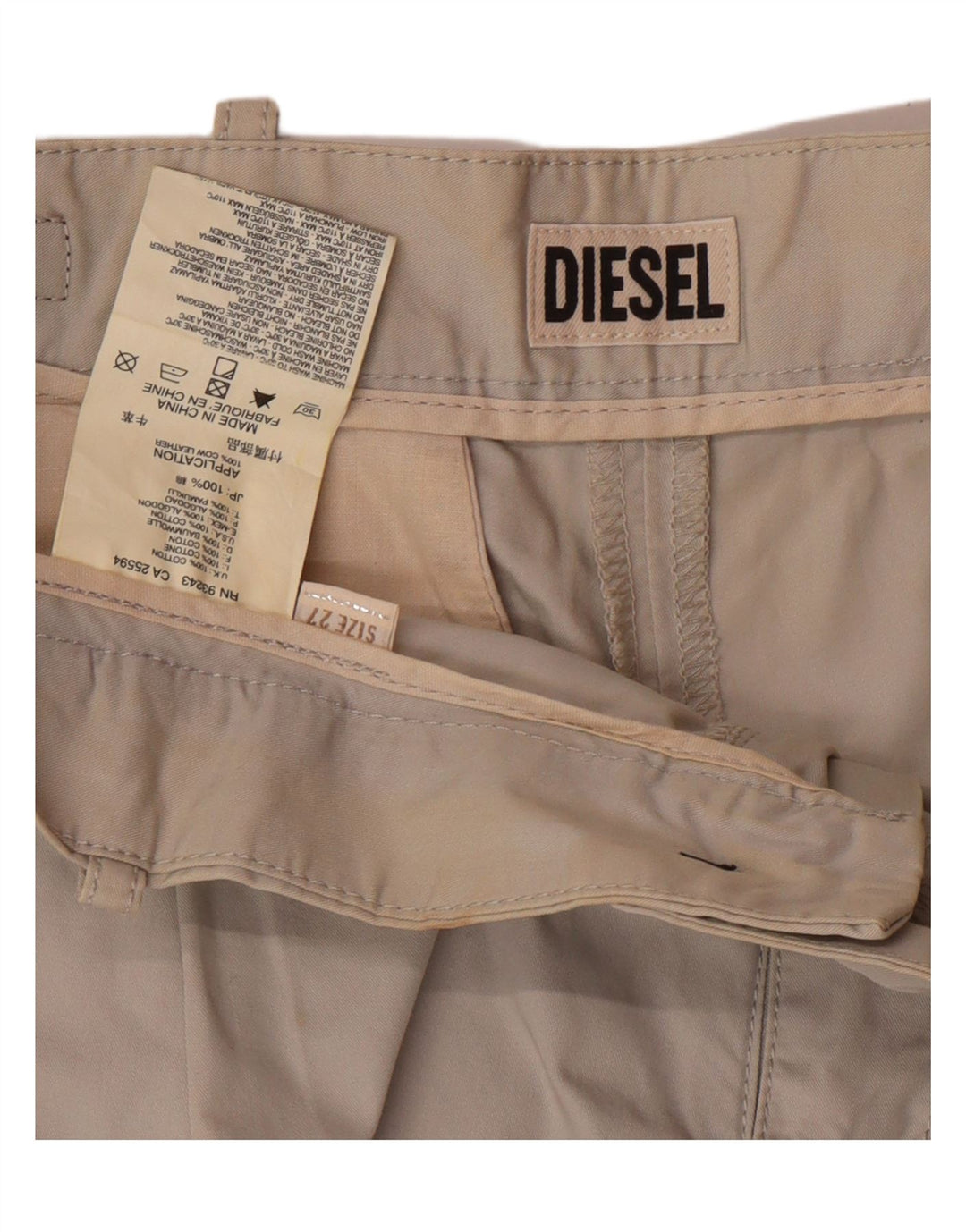 Shorts Chino feminino DIESEL W27 pequeno algodão cinza