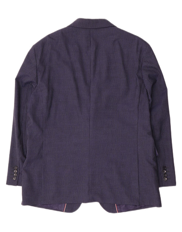 Tommy Hilfiger Jaqueta masculina sob medida Blazer EU 56 3XL risca de giz azul marinho