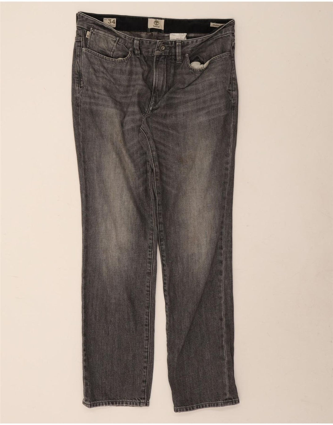 Timberland Masculino Thompson Straight Jeans W34 L30 Cinza Algodão