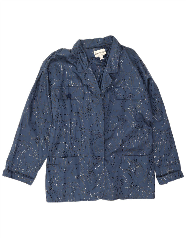 Jaqueta utilitária superdimensionada feminina vintage EU 40 estampa animal azul médio