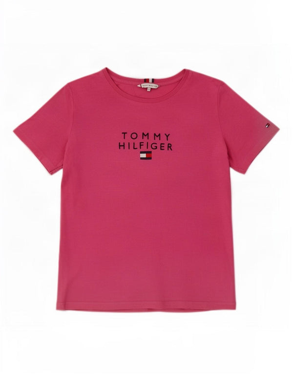Tommy Hilfiger Camiseta feminina gráfica Top UK 14 Médio Rosa