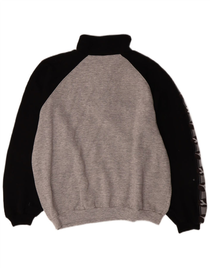 Moletom masculino Diadora com zíper e gola alta, grande, cinza, algodão colorblock