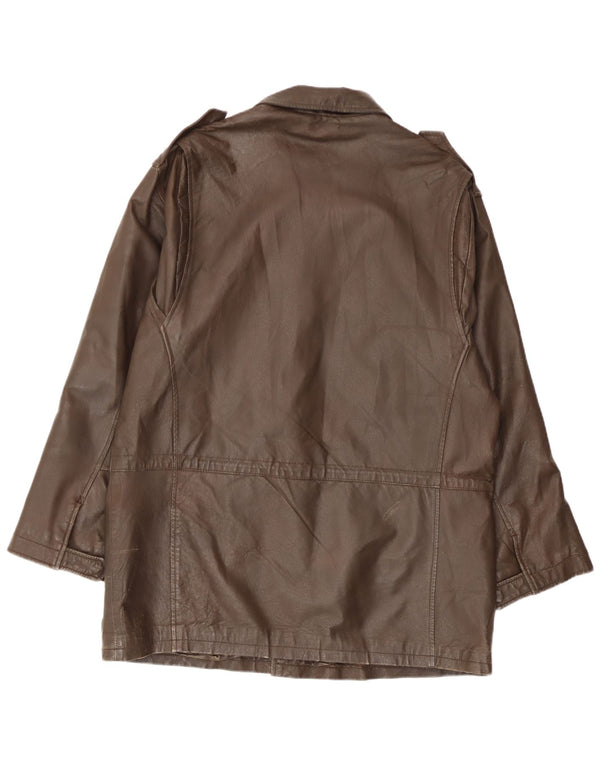 Casaco de couro militar masculino L.Lambertazzi IT 48 couro marrom médio