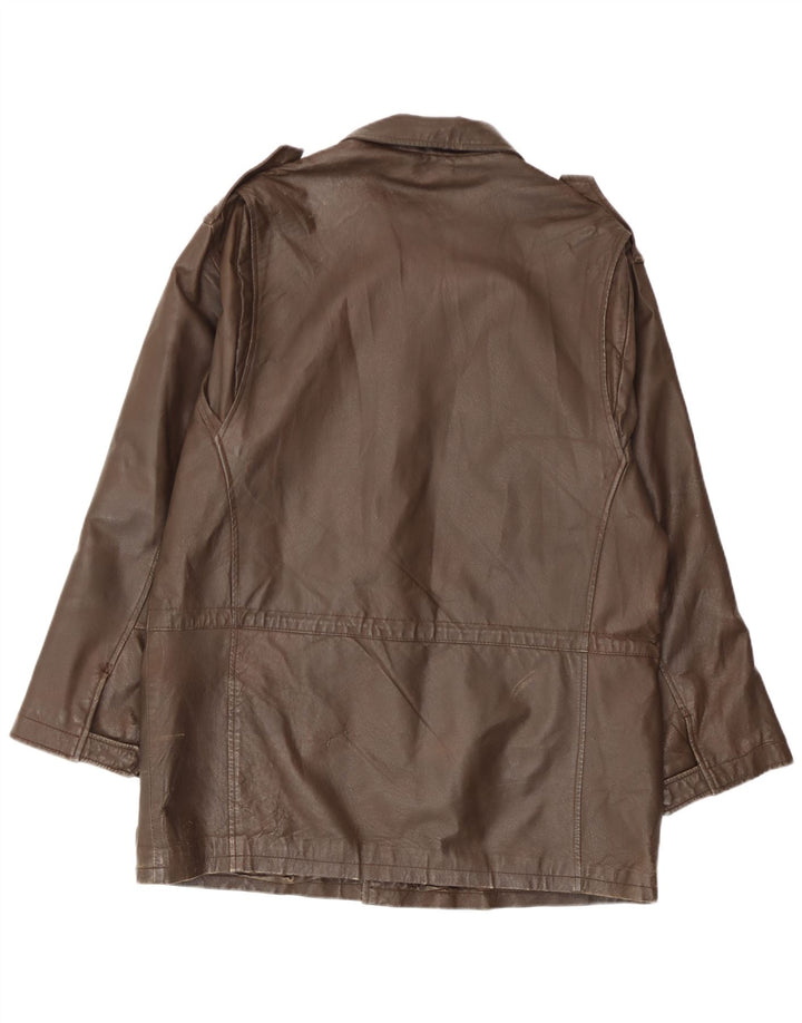 Casaco de couro militar masculino L.Lambertazzi IT 48 couro marrom médio