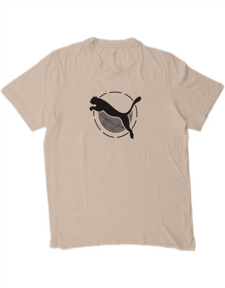 Puma Mens Graphic T-Shirt Top Médio Algodão Branco