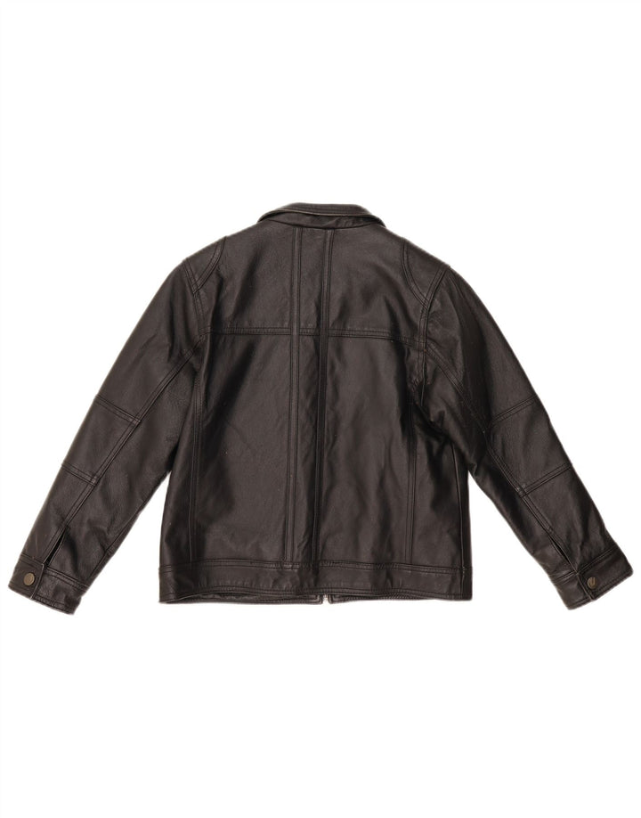 Jaqueta de couro Ben Sherman Boys 9-10 anos pequena couro preto