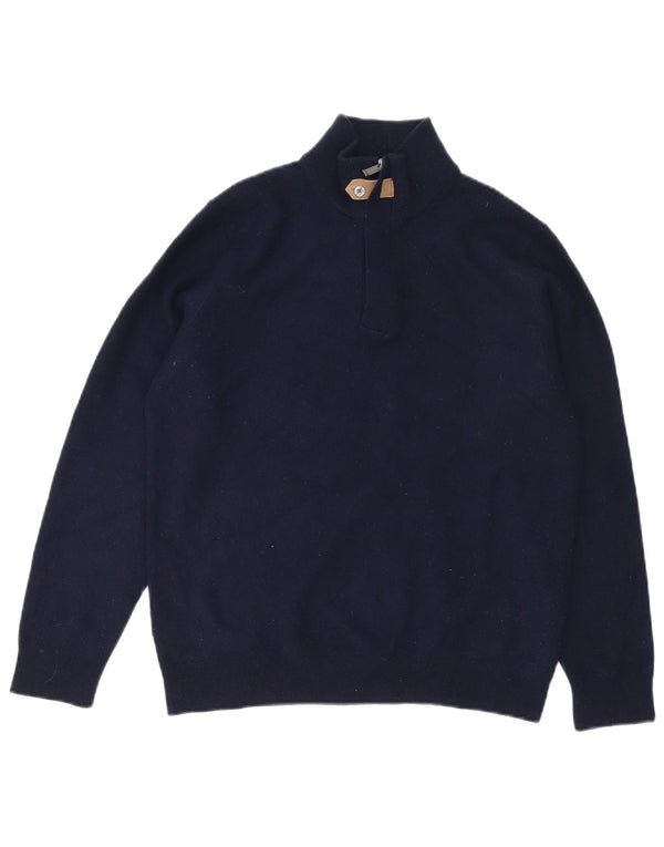 Suéter masculino Massimo Dutti com gola com zíper e lã azul marinho médio
