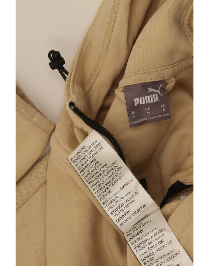 Suéter Puma masculino com capuz e zíper médio bege algodão