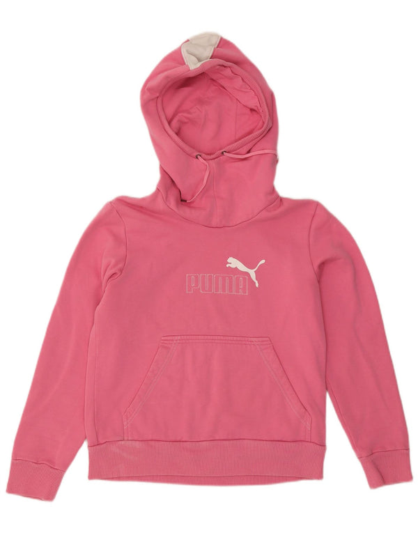 Puma feminino gráfico moletom com capuz UK 12 bloco colorido rosa médio