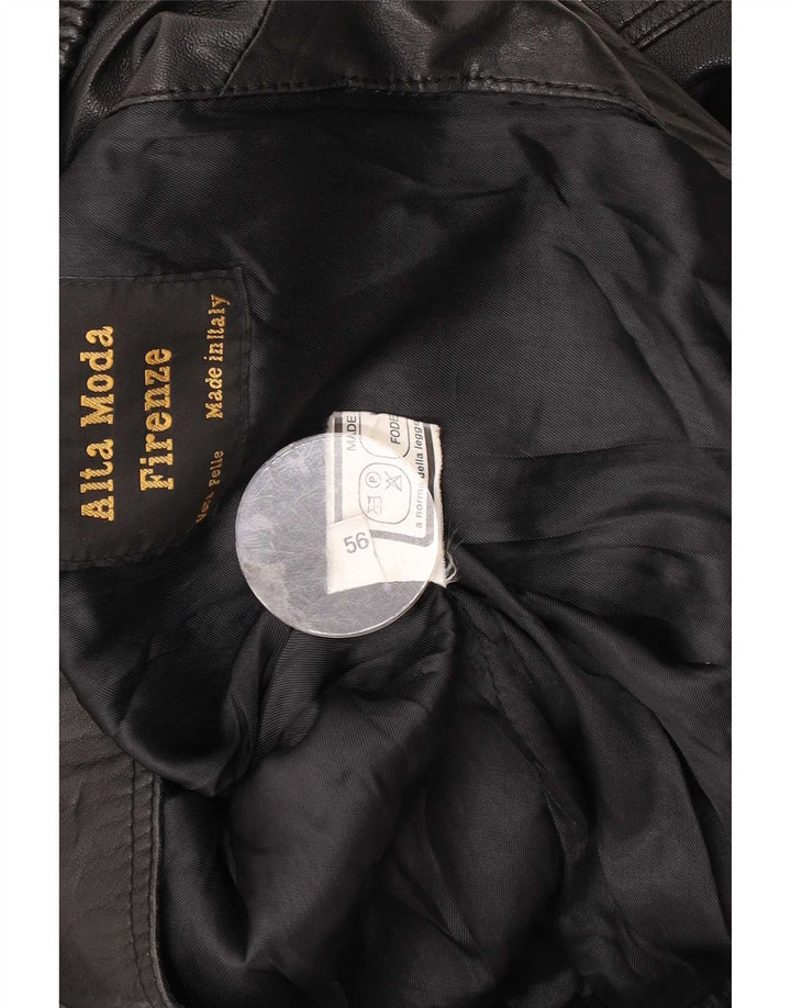 Jaqueta de couro masculina Alta Moda Firenze IT 56 3XL preta