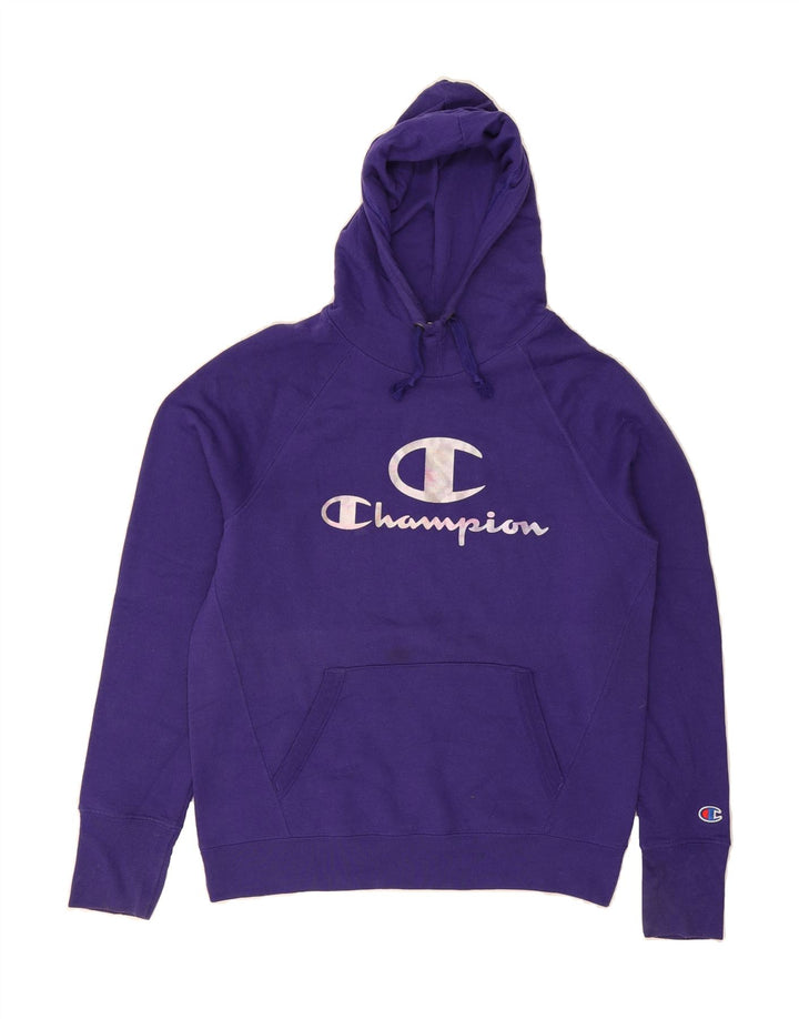 CHAMPION Mens Graphic Hoodie Jumper Small Purple Cotton Vintage Champion and Second-Hand Champion from Messina Hembry 