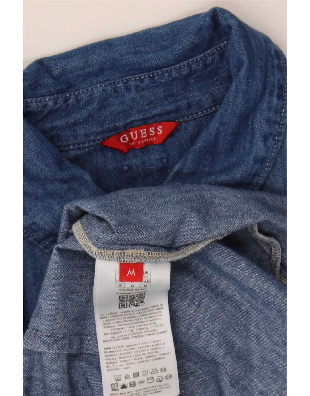 Camisa jeans feminina Guess UK 10 algodão azul pequeno