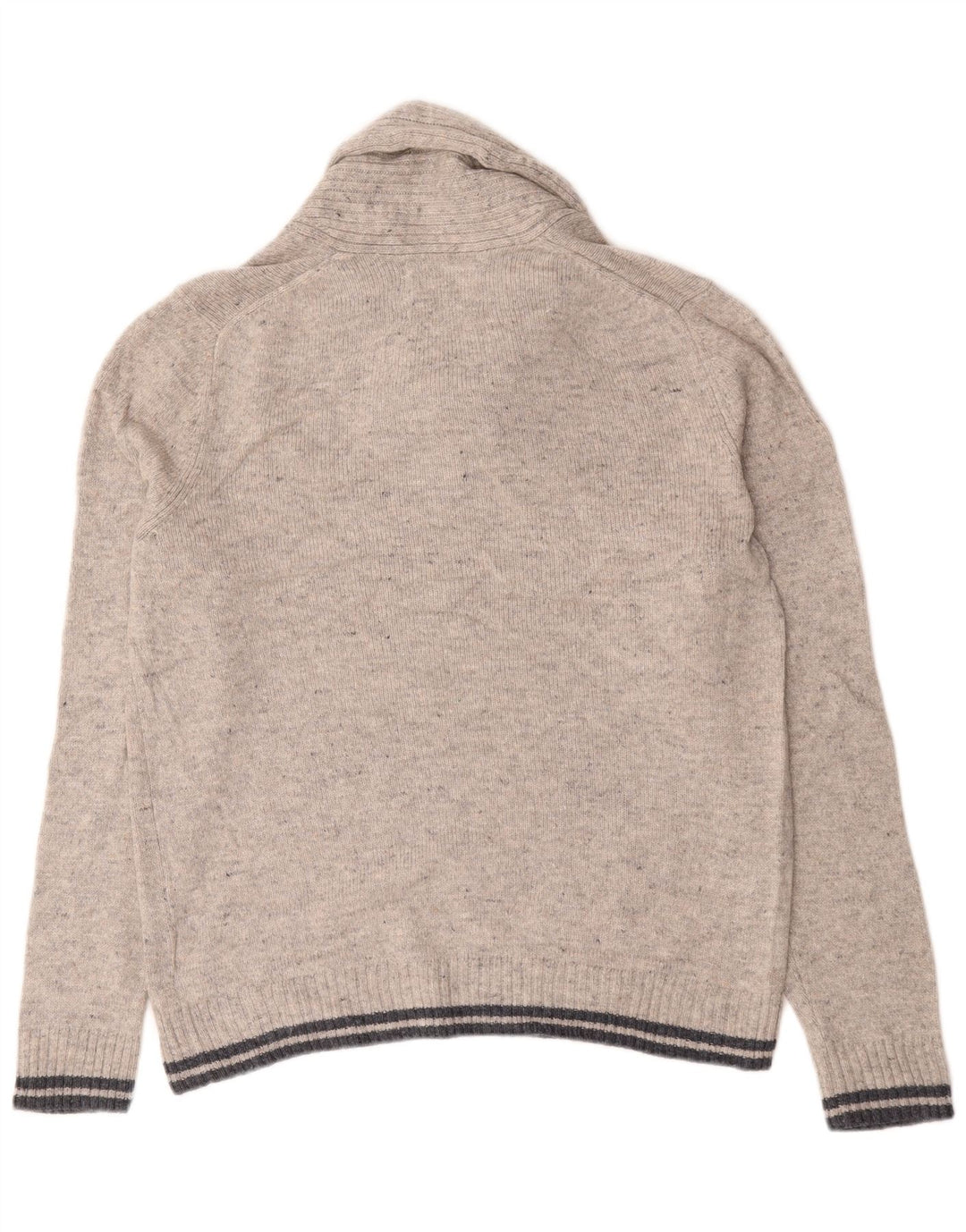 Suéter masculino Marks & Spencer com gola xale, lã de carneiro manchada cinza grande