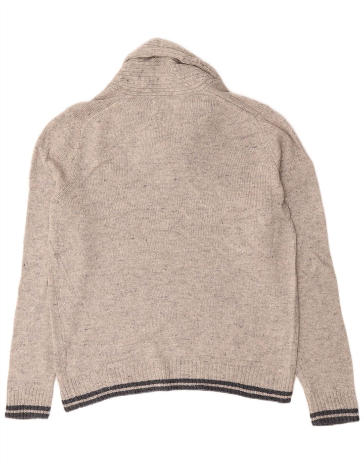 Suéter masculino Marks & Spencer com gola xale, lã de carneiro manchada cinza grande