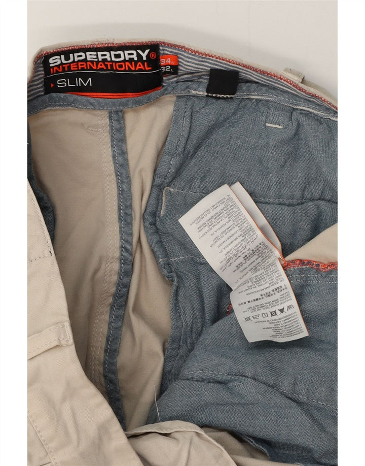 Calça Chino Masculina Slim SUPERDRY W34 L28 Algodão Bege