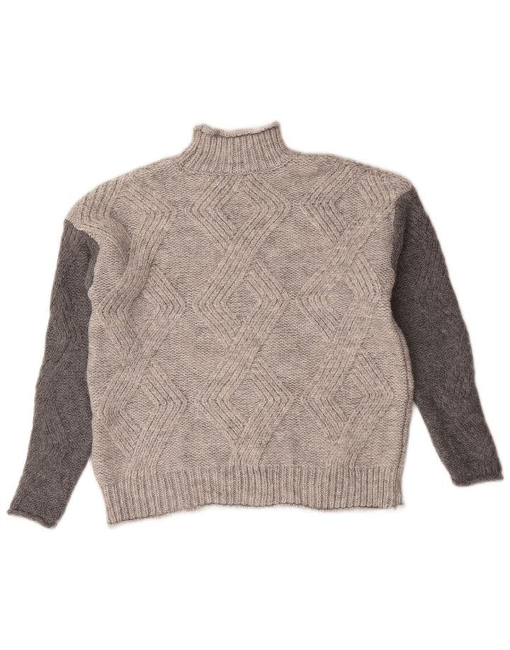 Suéter feminino Marks & Spencer com gola tartaruga Reino Unido 10 pequeno cinza