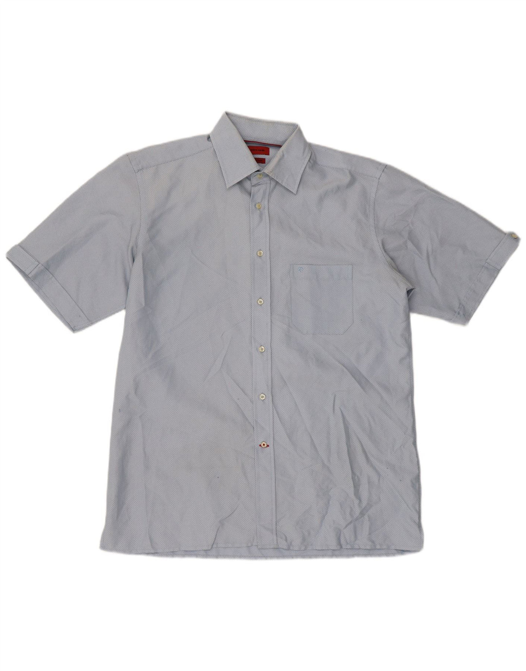 Pierre Cardin Camisa masculina de manga curta regular fit médio algodão azul