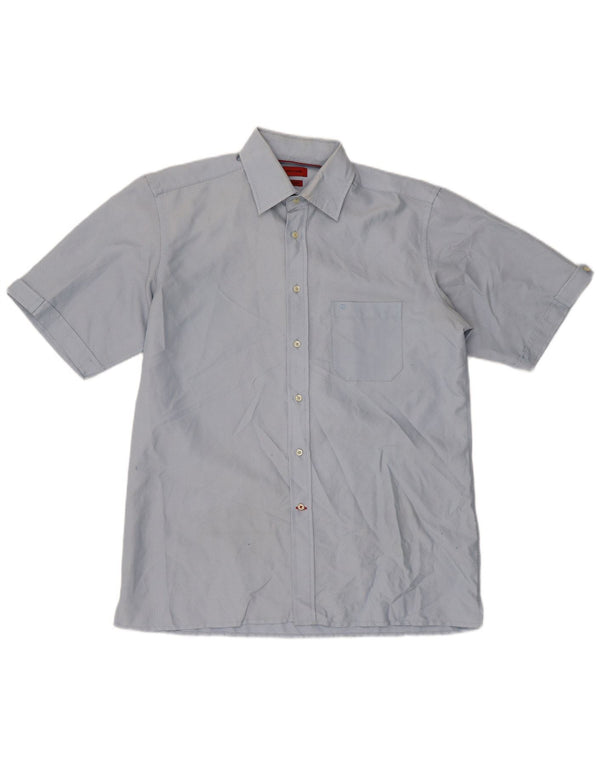 Pierre Cardin Camisa masculina de manga curta regular fit médio algodão azul