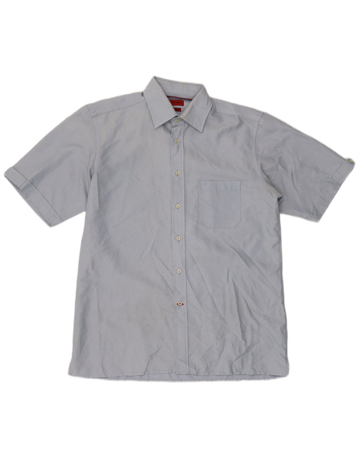 Pierre Cardin Camisa masculina de manga curta regular fit médio algodão azul