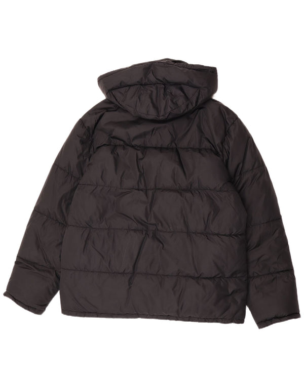 Jaqueta masculina acolchoada com capuz Alberto Aspesi Reino Unido 38 nylon preto médio