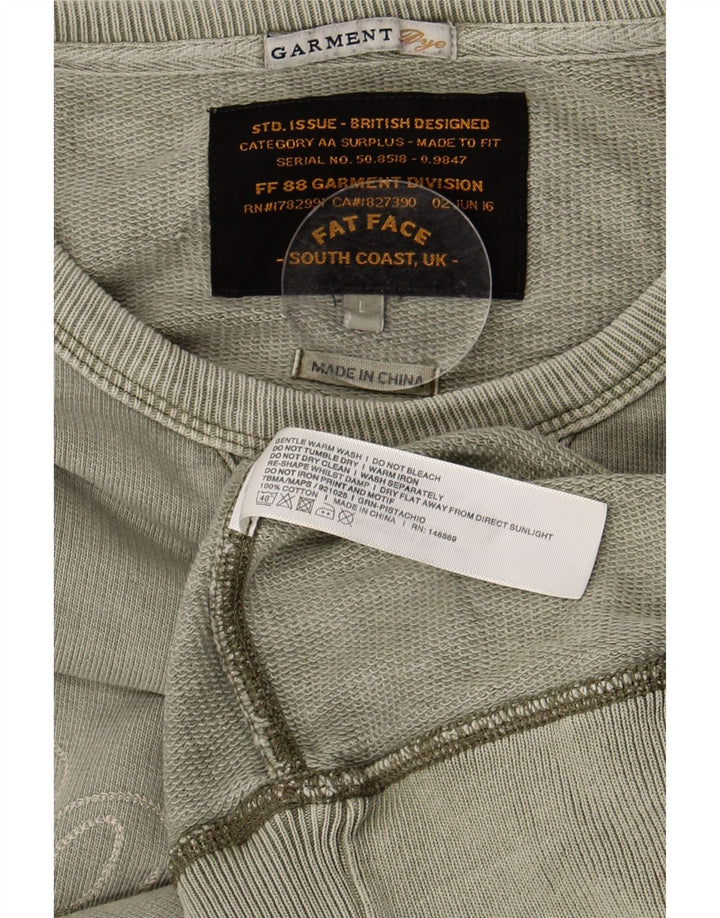 Fat Face Mens Gráfico Moletom Jumper Grande Algodão Cáqui
