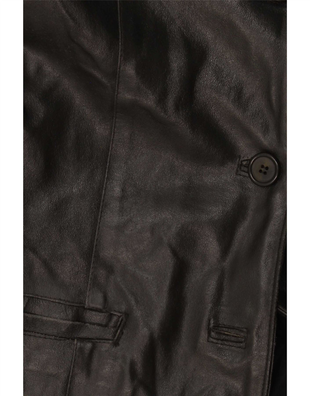 Jaqueta blazer feminina vintage de couro com 3 botões Reino Unido 14 médio preto