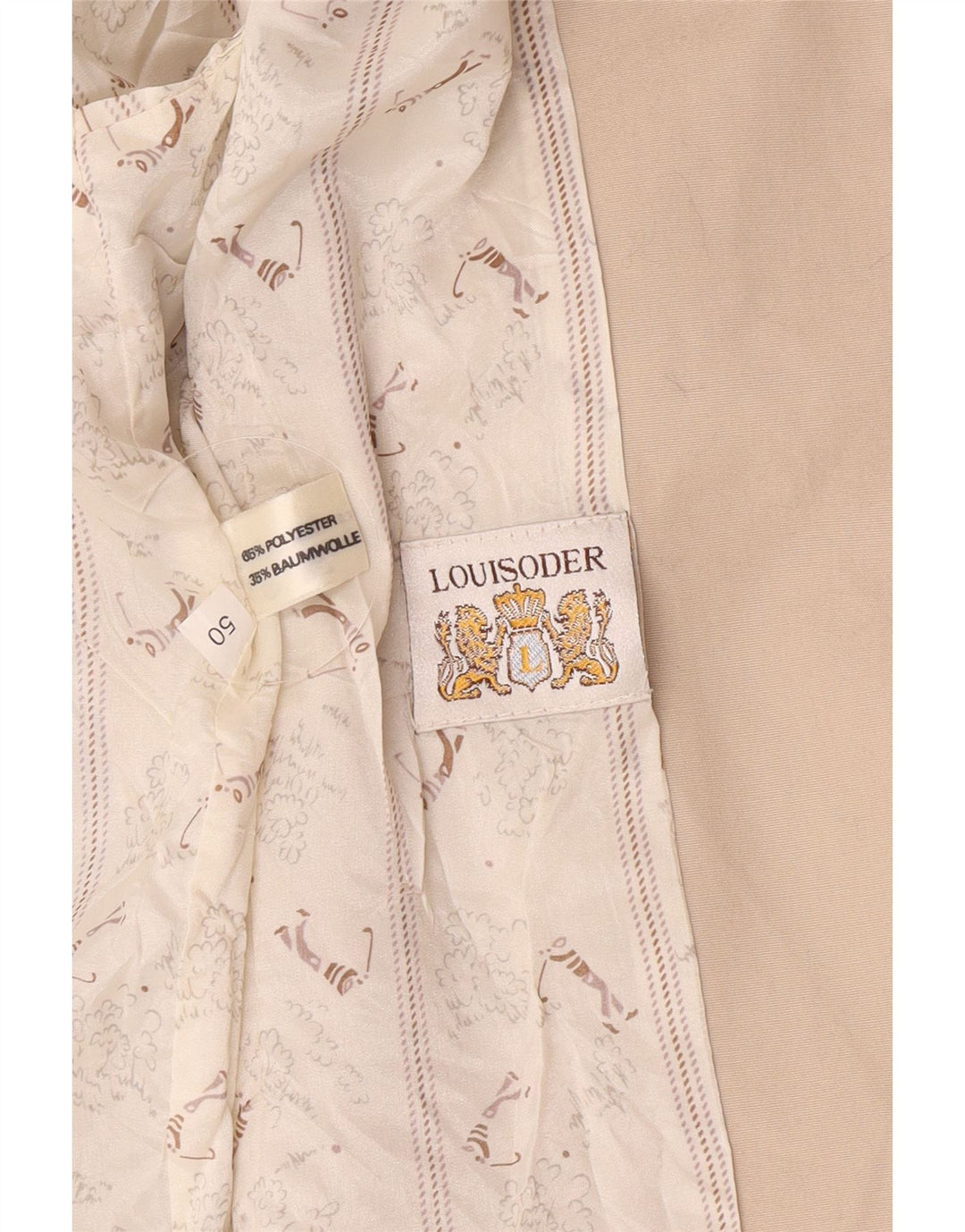 Sobretudo curto feminino Louisoder EU 50 3XL poliéster bege