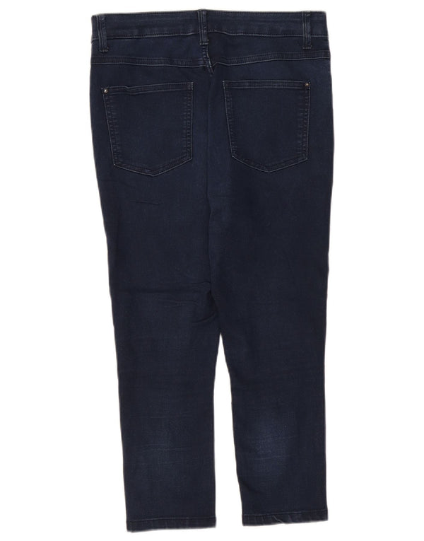 Calça jeans feminina Marks & Spencer UK 10 pequena W27 L21 azul marinho algodão