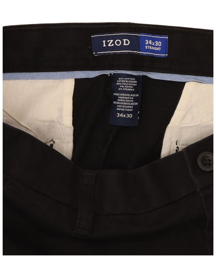 IZOD Mens Straight Chino Trousers W34 L30 Black Cotton Vintage Izod and Second-Hand Izod from Messina Hembry 