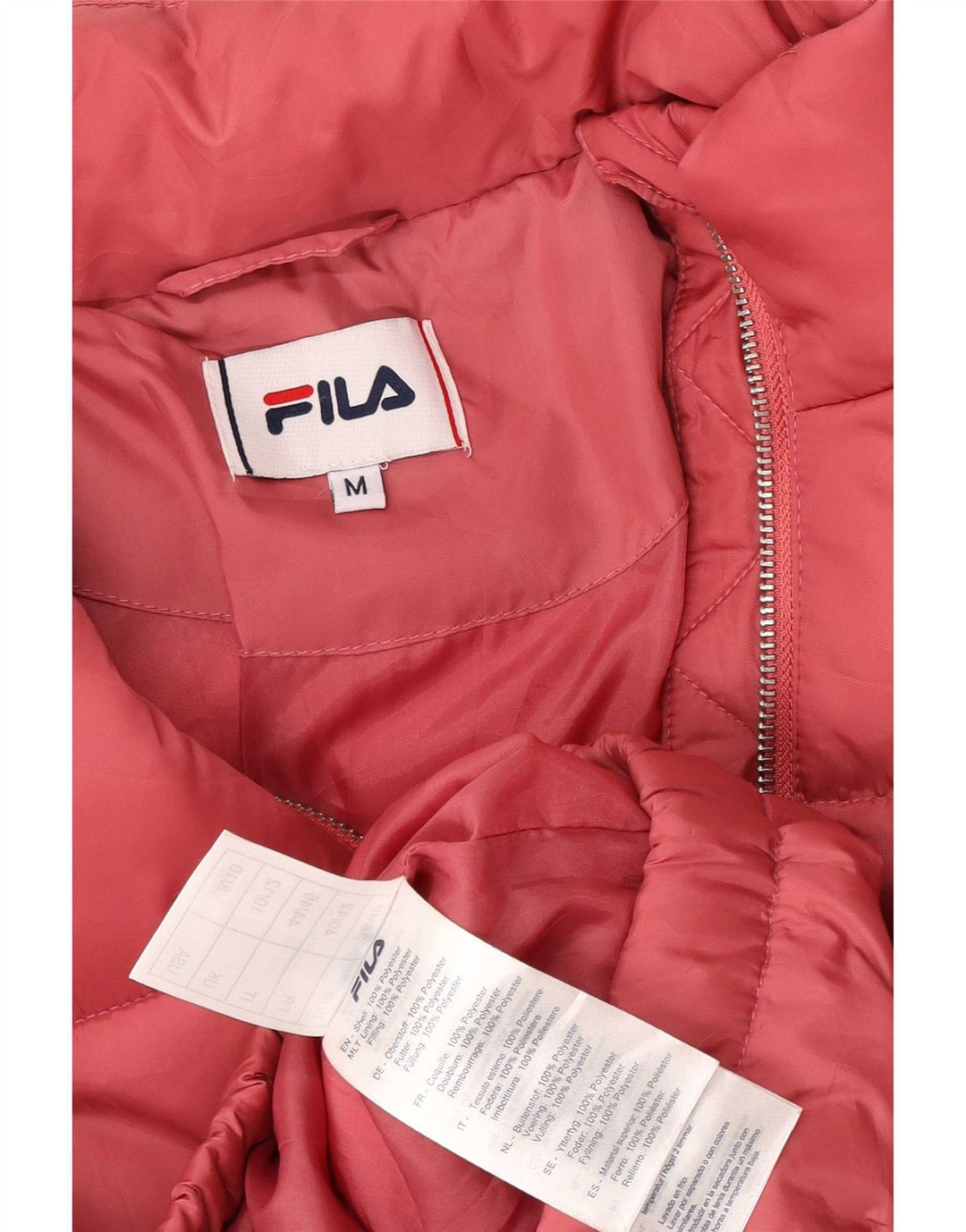 Jaqueta feminina Fila Loose Fit acolchoada UK 14 poliéster rosa médio