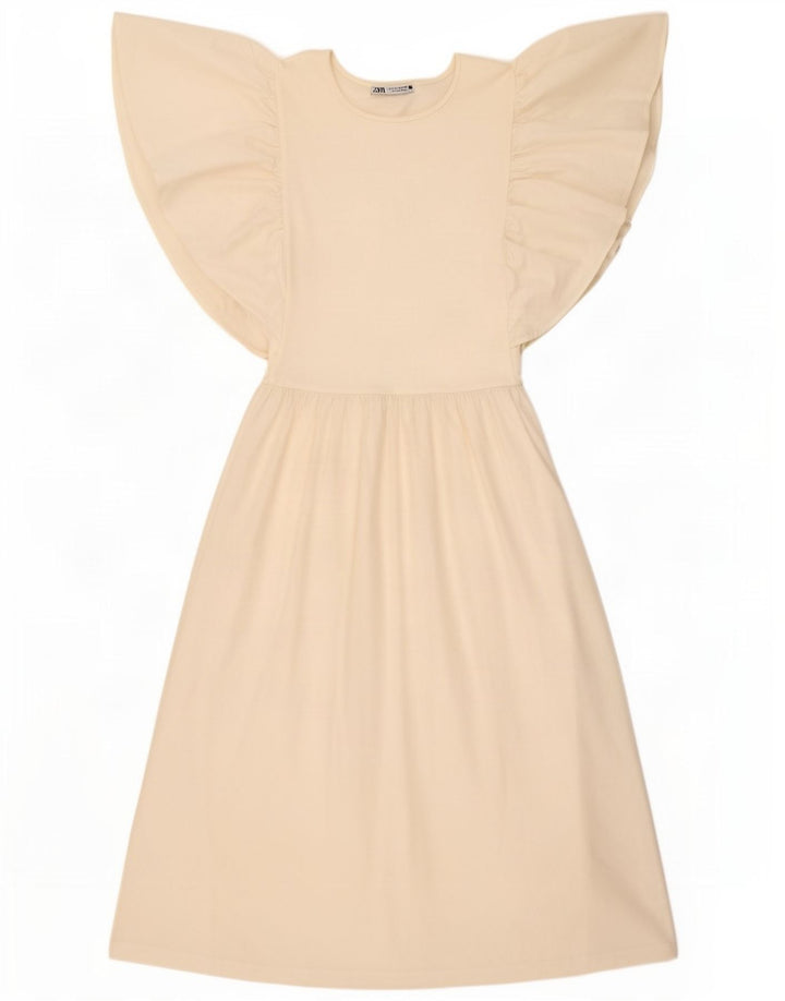 Vestido camiseta feminino Zara UK 12 poliéster branco médio